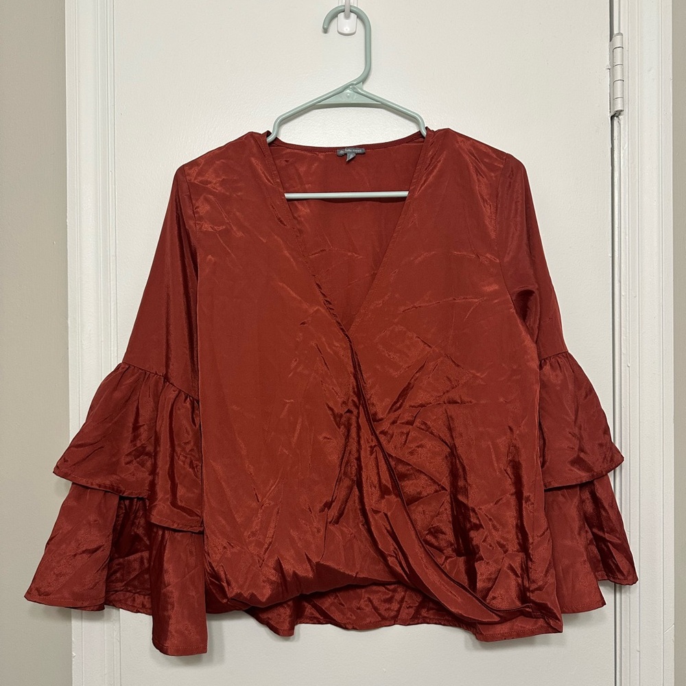 NWOT Charlotte Russe Rust Ruffle Sleeve Blouse